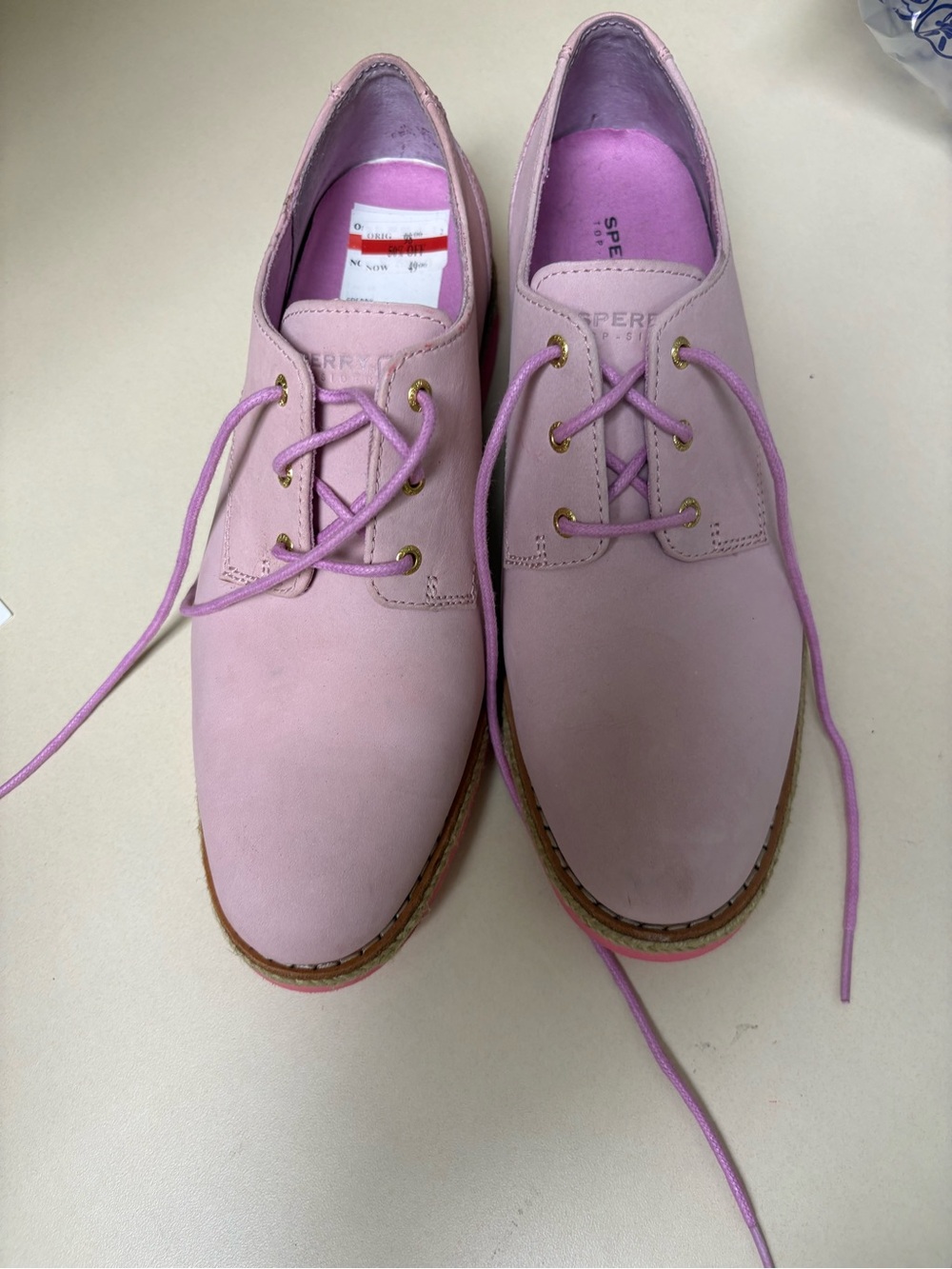 Sperry Pastel Lavender Leather Oxford Flats
